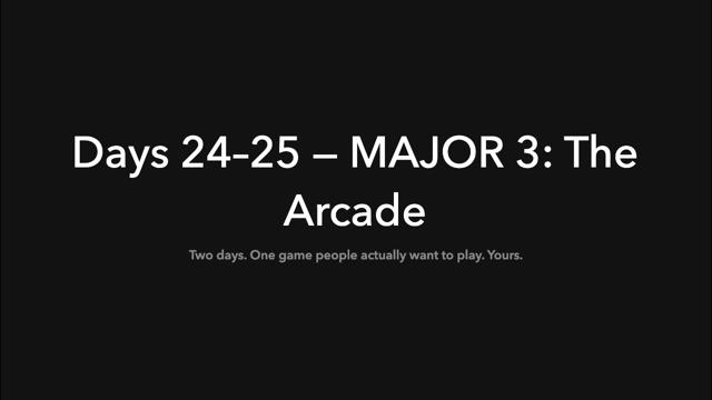 Opening slide: Major 3 — The Arcade